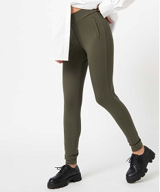 leggings femme en maille epaisse avec surpiqure fantaisie vert leggings et jeggingsI623401_1