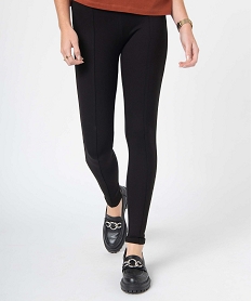 GEMO Leggings femme en maille Milano avec ceinture fantaisie Noir