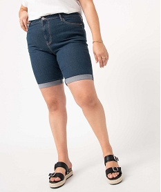 GEMO Bermuda en jean femme grande taille à revers Bleu