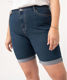 bermuda en jean femme grande taille a revers bleu shortsI624201_2