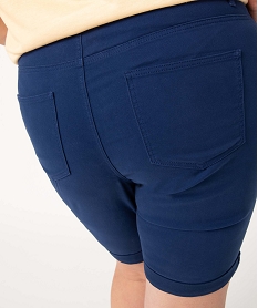 bermuda femme grande taille a revers en coton stretch bleu shortsI624301_2