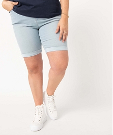 GEMO Bermuda en jean femme grande taille à revers Bleu