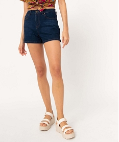 short femme en jean coupe large fendu sur les cotes bleuI626501_1