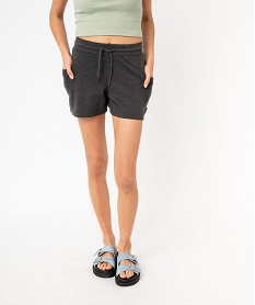 GEMO Short femme en maille avec ceinture élastiquée Vert