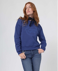 GEMO Sweat femme avec message brodé Bleu