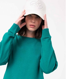 GEMO Sweat femme uni intérieur bouclettes vert standard