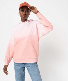 GEMO Sweat femme à capuche effet tie and dye rose standard