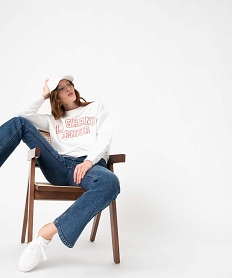 GEMO Sweat femme oversize à message brodé blanc chine