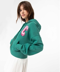 GEMO Sweat femme zippé coupe ample et courte - Camps United Vert