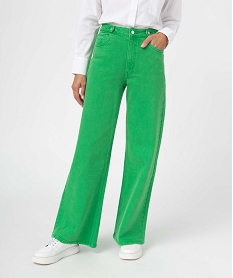 GEMO Jean femme  wide leg  taille haute coloré Vert