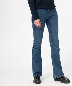 GEMO Jean femme coupe Bootcut taille haute Bleu