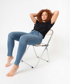 GEMO Jean femme coupe slim très extensible Gris