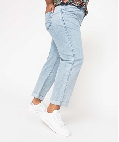 GEMO Jean femme grande taille délavé coupe mom taille élastiquée Bleu