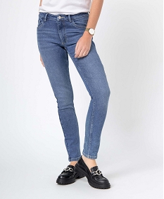 GEMO Jean femme coupe Slim coloris délavé Gris