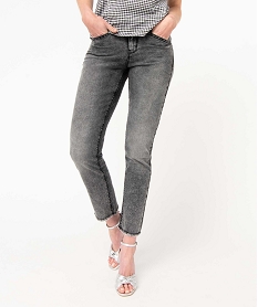 GEMO Jean femme coupe Slim avec franges dans le bas - Complices noir vif