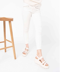 pantalon femme en toile extensible coupe skinny beige skinnyI635001_1