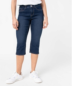 GEMO Pantacourt femme en jean coupe Slim Bleu