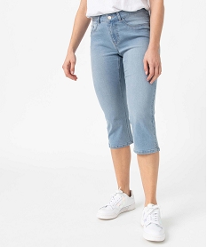 GEMO Pantacourt femme en jean coupe Slim Bleu