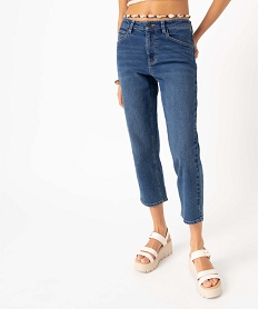 GEMO Jean femme coupe large et court taille haute - Camps United Bleu