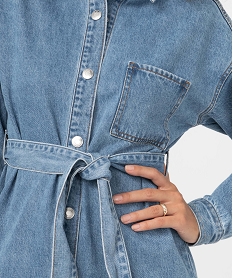 robe femme en jean boutonnee sur lavant avec ceinture bleuI636901_2