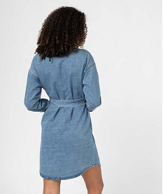 robe femme en jean boutonnee sur lavant avec ceinture bleuI636901_3