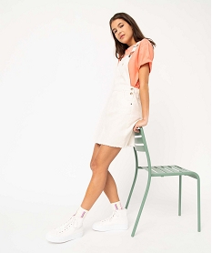 GEMO Robe salopette femme en jean - Camps United Blanc