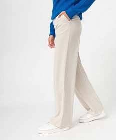 GEMO Pantalon femme en toile coupe large beige standard