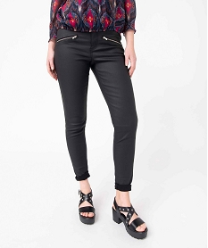 GEMO Pantalon femme en toile enduite coupe Skinny noir standard