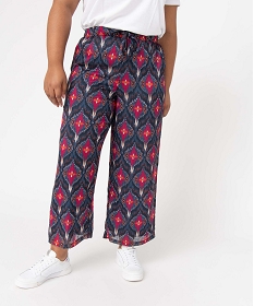 GEMO Pantalon femme grande taille large en voile imprimé Violet
