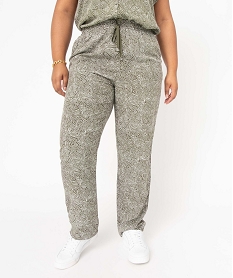 GEMO Pantalon femme grande taille large et imprimé kaki vif