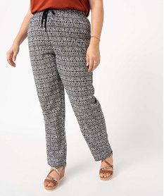 GEMO Pantalon femme grande taille large et imprimé kaki fonce