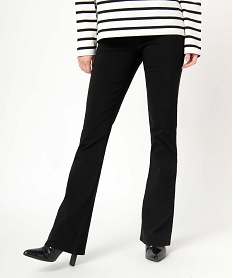GEMO Pantalon femme coupe flare avec bouton strass noir standard