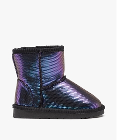 GEMO Boots fourrées fille en suédine brillante et irisée violet Violet