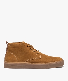 GEMO Derbies homme montants dessus cuir uni – Tanéo marron vif