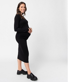 GEMO Robe de grossesse en maille extensible à manches longues Noir