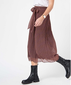 jupe femme plissee a motifs avec ceinture elastique imprimeI647301_1