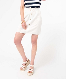 GEMO Jupe femme courte à boutons en Lyocell blanc chine