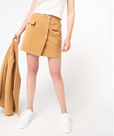 GEMO Jupe femme fermée par boutons fantaisie Orange