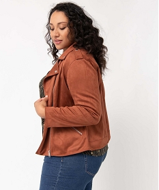 GEMO Blouson esprit biker en suédine femme grande taille Orange