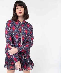 GEMO Veste femme matelassée à motifs fermeture zippée Violet