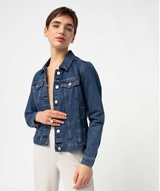 GEMO Veste en jean femme coupe droite Bleu