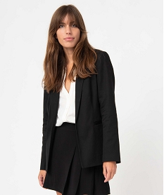 GEMO Blazer femme coupe croisée avec grand col noir standard