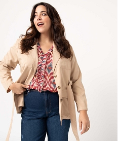 GEMO Veste femme grande taille coupe saharienne en Lyocell dore