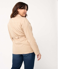 veste femme grande taille coupe saharienne en lyocell beigeI651601_3