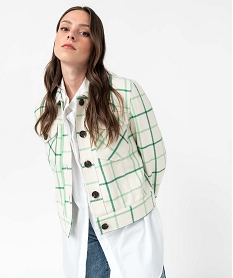 blouson femme a carreaux avec larges poches poitrine imprimeI651701_1