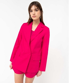 GEMO Veste blazer femme en lin à fermeture croisée Rose