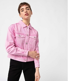 veste femme en toile denim delavee coupe ample roseI652001_1