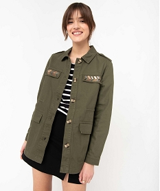 GEMO Veste femme saharienne avec broderies sur la poitrine kaki standard