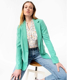 GEMO Veste de tailleur femme avec fermeture un bouton Vert