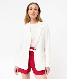 GEMO Veste de tailleur femme avec fermeture un bouton blanc chine